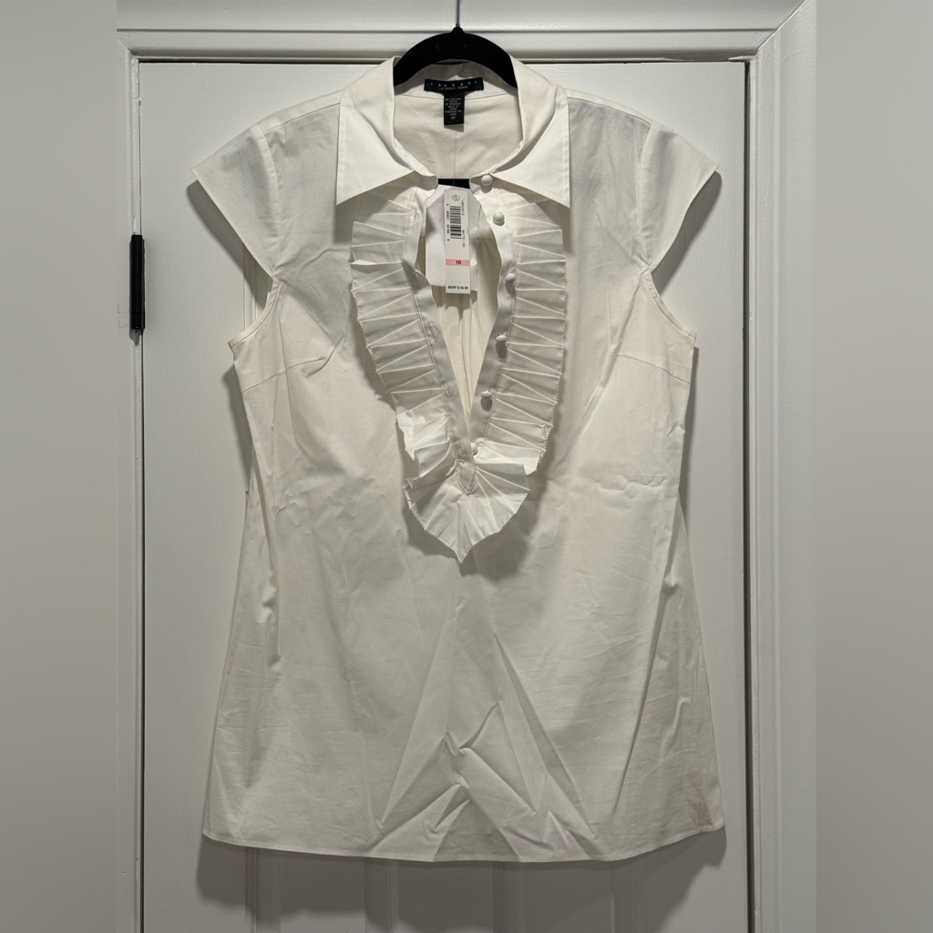 Laundry By Shelli Segal White Sleeveless Blouse - Size 10 - Nwt